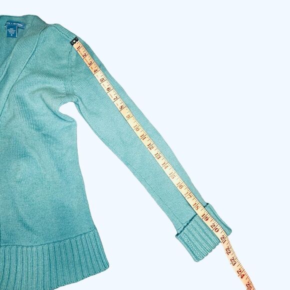 Green Cashmere White and Warren V neck button down knitted cardigan - XS- Small - Picture 9 of 9